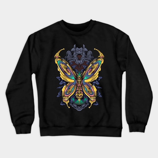 Butterfly Mechanical Robot Crewneck Sweatshirt by Bayuktx